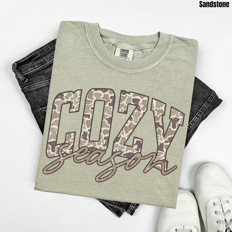 Camo Cozy Season Comfort Colors T-Shirt 'NLB' Hoodie, Sweatshirt | PureTeeCo.com