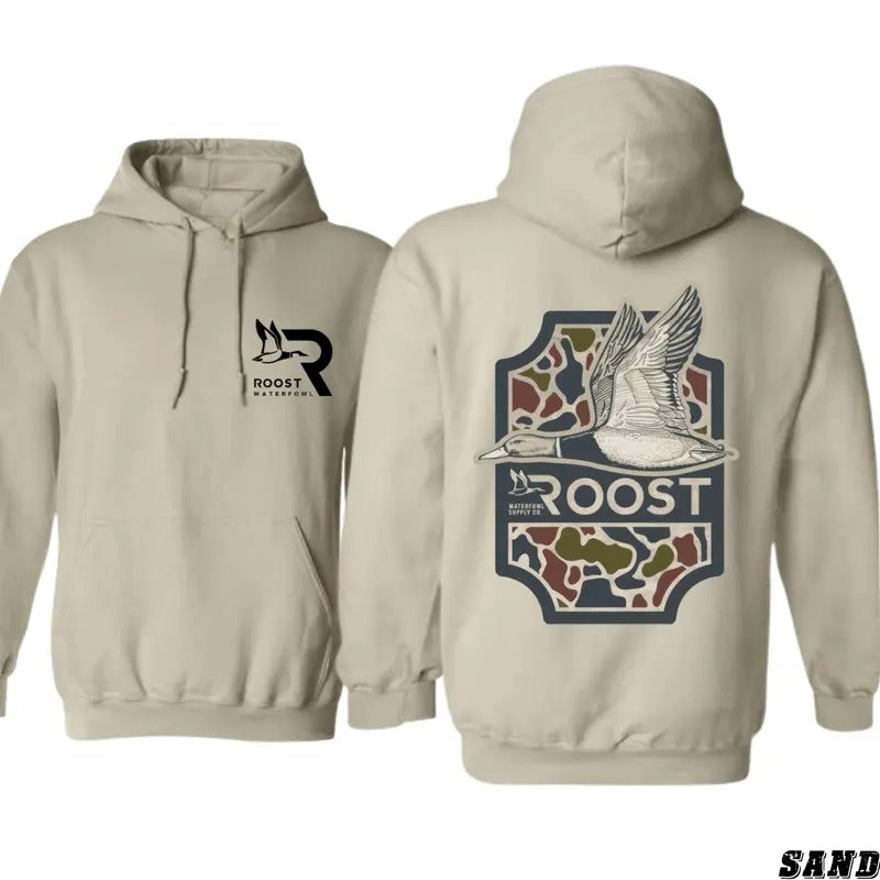 Camo Duck Design Roost Waterfowl Hoodie for Hunting Enthusiasts, Perfect for Waterfowl Lovers and Outdoor Adventures -...