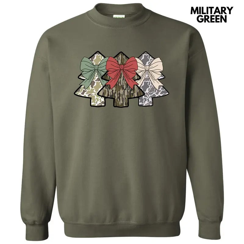 Camo Trio Christmas Trees Sweatshirt 'NLB' T-Shirts, Hoodie | PureTeeCo.com
