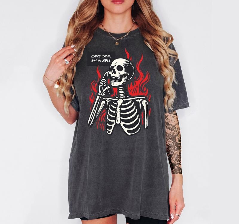 Can't Talk I'm in Hell T-Shirt -  Unisex T-Shirt, Funny Tee, Comfortable Shirt Hoodie, Sweatshirt | PureTeeCo.com