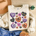 Candy Hearts Halloween SweatShirt, Spooky Vibes Shirt, Halloween Shirt Design, Pumpkin Halloween, Halloween candy Shirt...