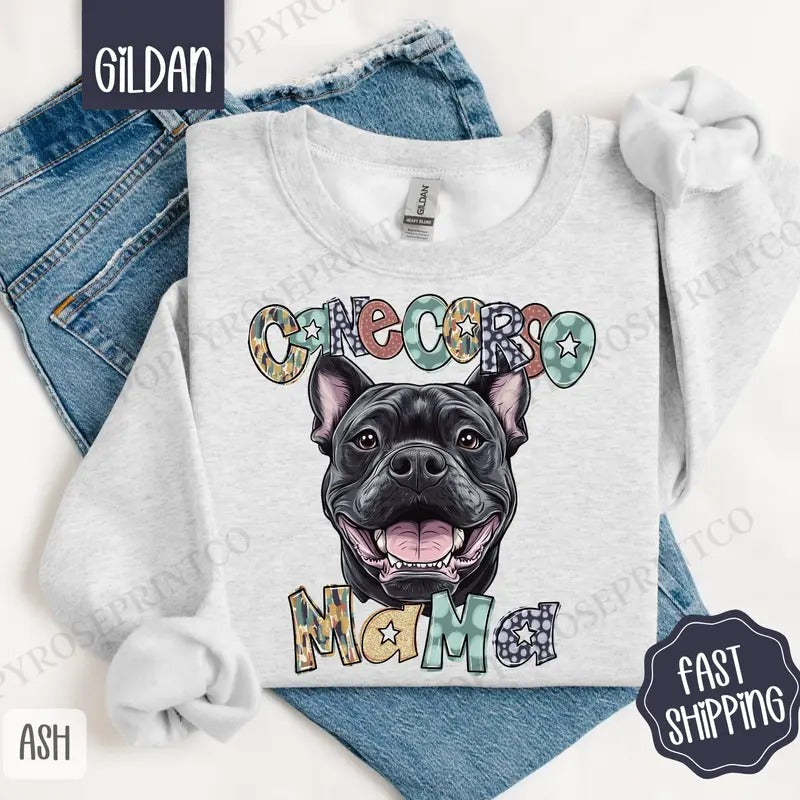 Cane Corso Mama Sweatshirt, Mama Women's Crewneck, Cute Dog Mom Women's Sweatshirt T-Shirts, Hoodie | PureTeeCo.com