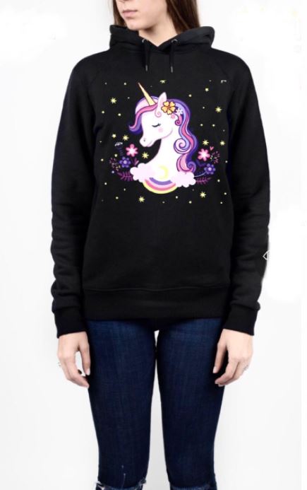 Unicorn Black Hoodie T-Shirts, Sweatshirt | PureTeeCo.com
