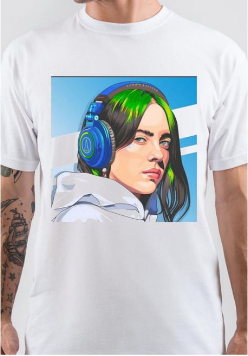 Billie Eilish Half Sleeve White T-Shirt Hoodie, Sweatshirt | PureTeeCo.com