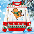 Capybara Ice Skating Ugly Christmas Sweater