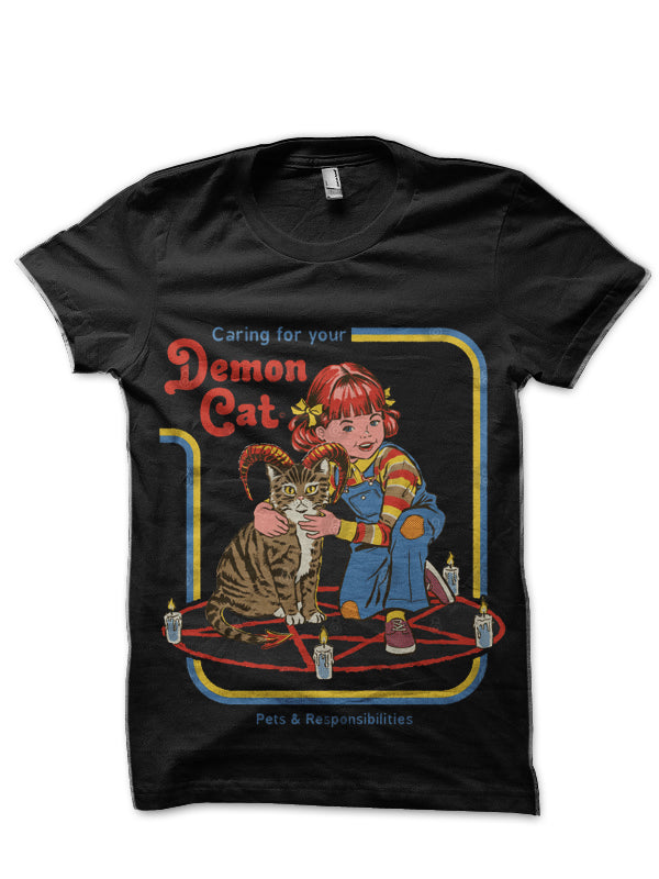 Caring for your Demon cat Black T-Shirt Hoodie, Sweatshirt | PureTeeCo.com