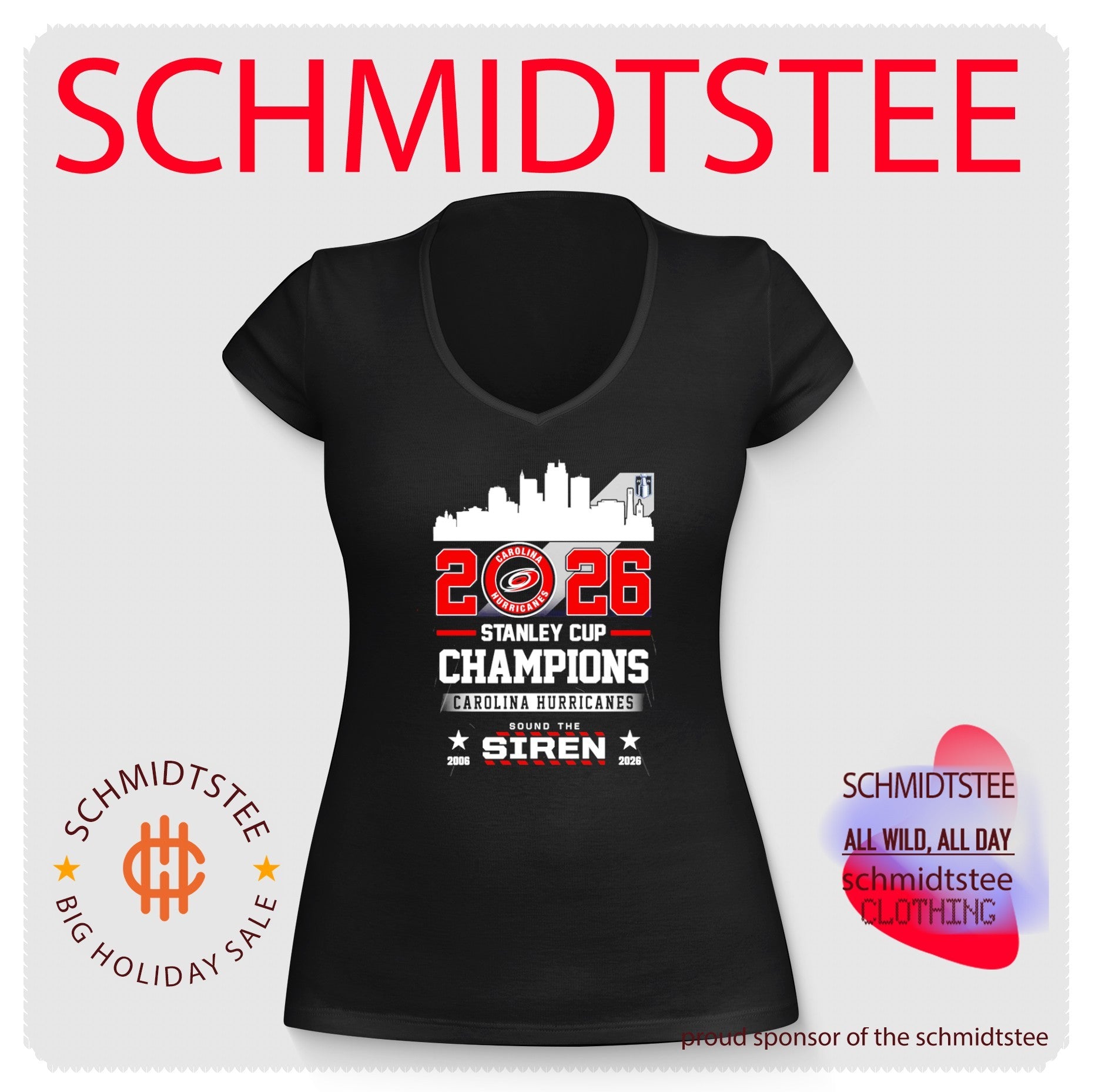 Carolina Hurricanes 2026 Stanley Cup Champions Sound The Siren skyline shirt