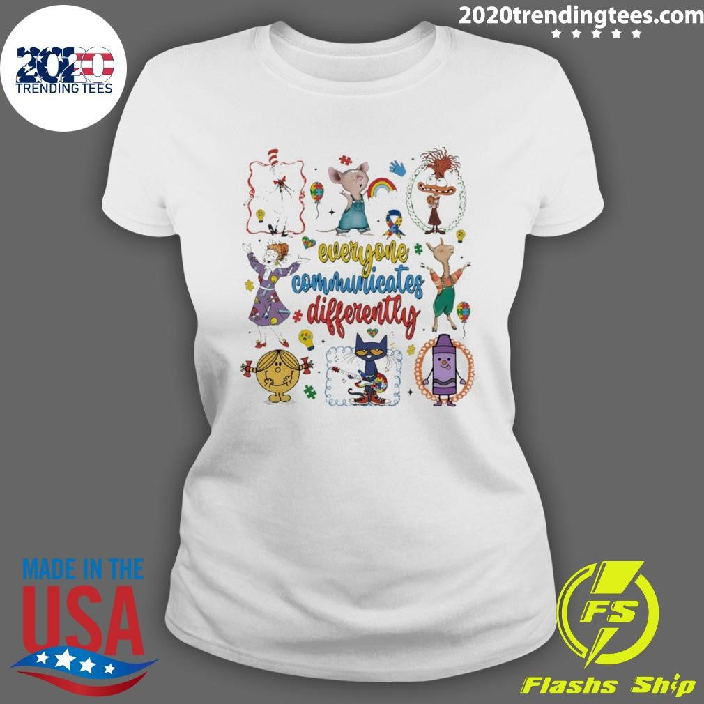 Cartoon Character Everyone Communicates Differently Autism Shirt