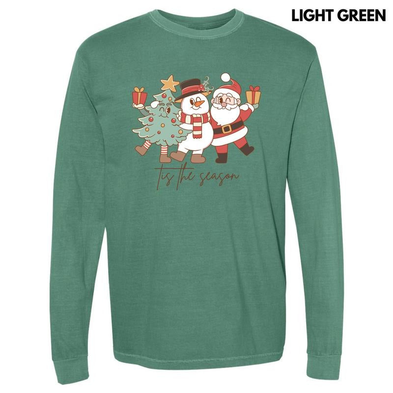 Cartoon Christmas Tis The Season Long Sleeve Comfort Colors T-Shirt 'NLB' Hoodie, Sweatshirt | PureTeeCo.com