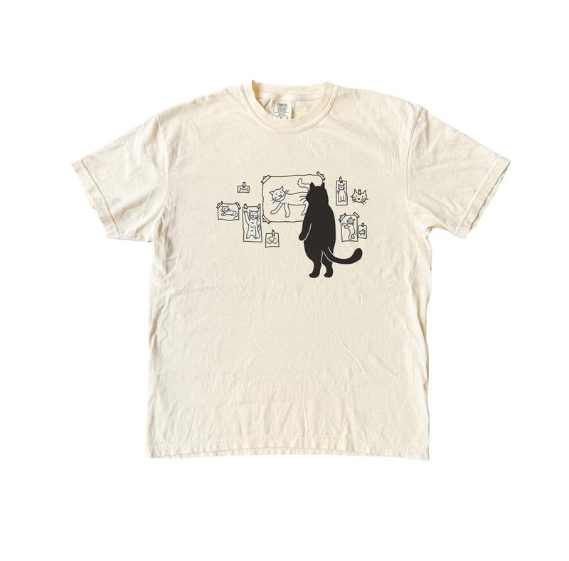 Cat Art Gallery Comfort Colors Shirt, Funny Animal Graphic Tee, Cat Lover Tshirt Hoodie, Sweatshirt | PureTeeCo.com