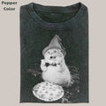 Cat PIZZA LOVER Vintage Tee, Cat T-Shirt, Meme Cringe Funny Dumb Shirts, Unisex Movie Shirt Menswear Womenswear...