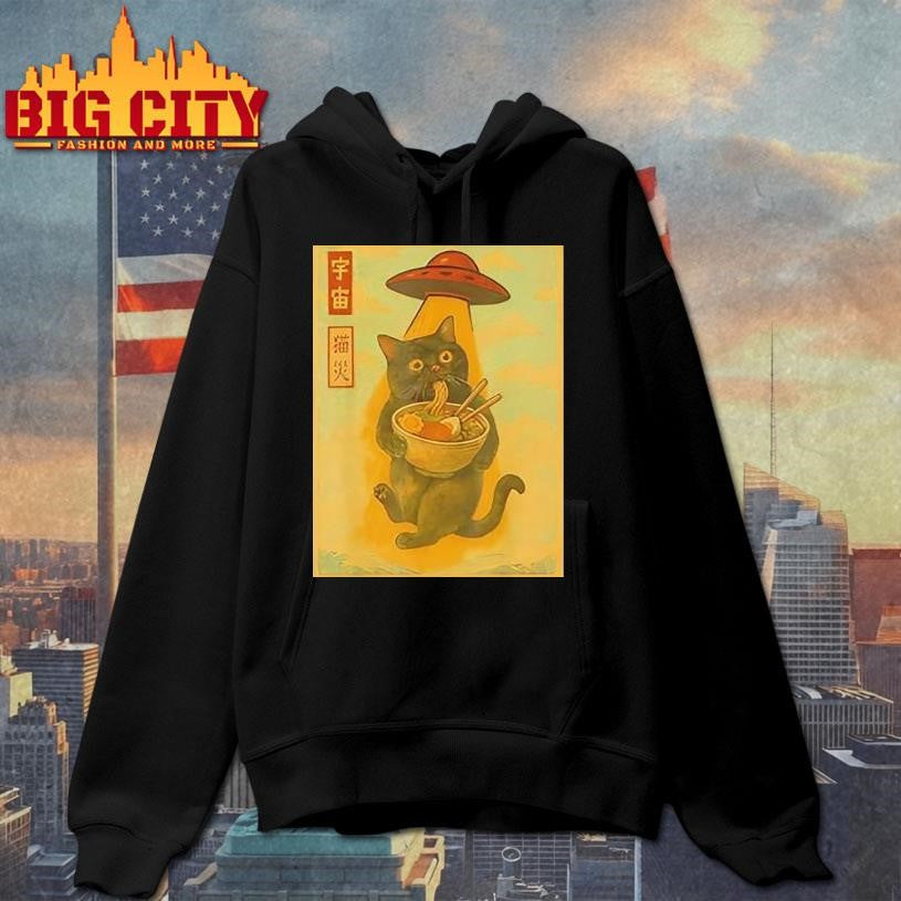 Cat Ramen Ufo Japanese Anime Shirt