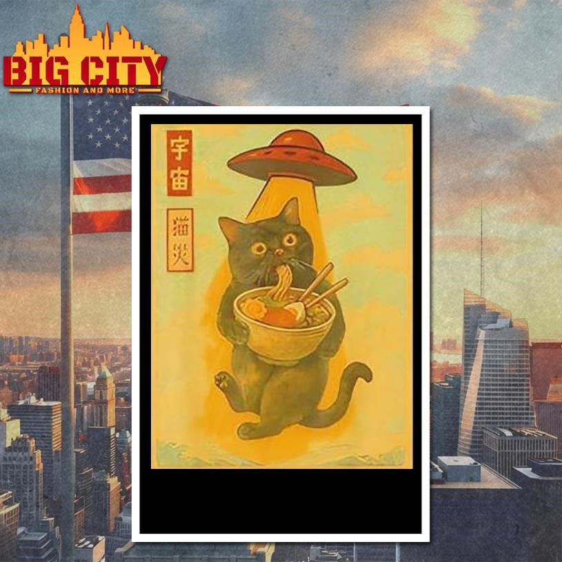 Cat Ramen Ufo Japanese Anime Shirt
