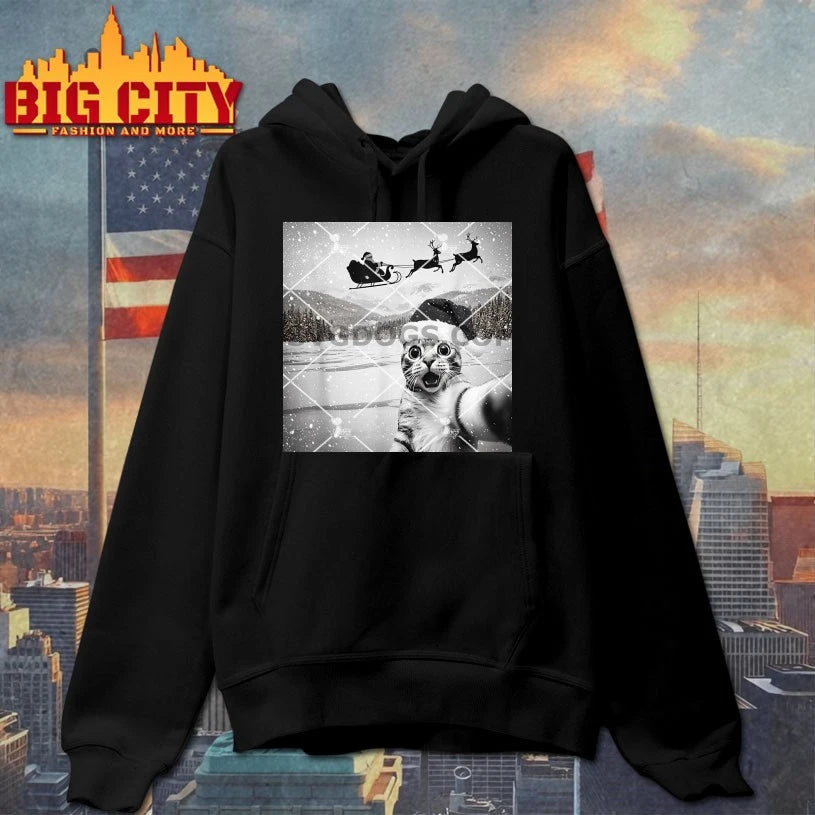 Cat Selfie with Santa Christmas 2025 meme shirt