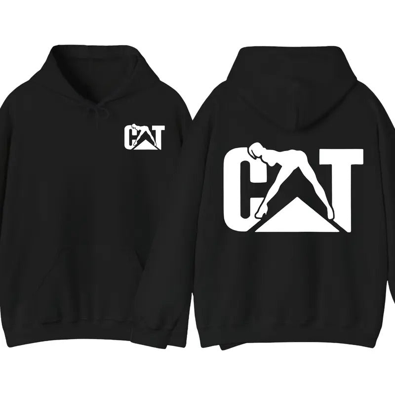Cat With Woman Hoodie, Unisex Classic Fabric Hooded, lady Cat Shirt, Menswear Sweaters Tops Pullover Casual Long Sleeve...