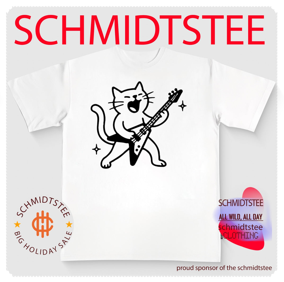 Cat playing guitar shirt