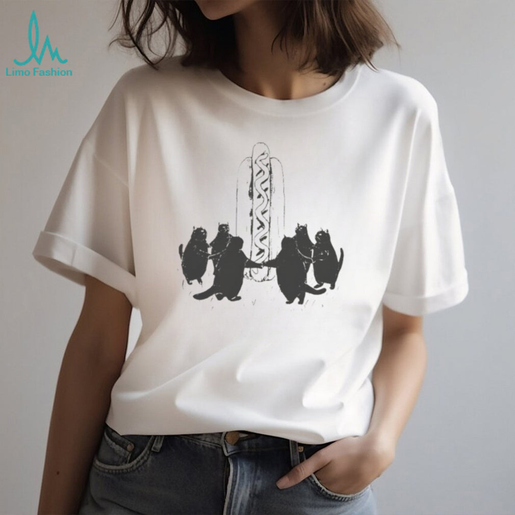Cats around hotdog shirt