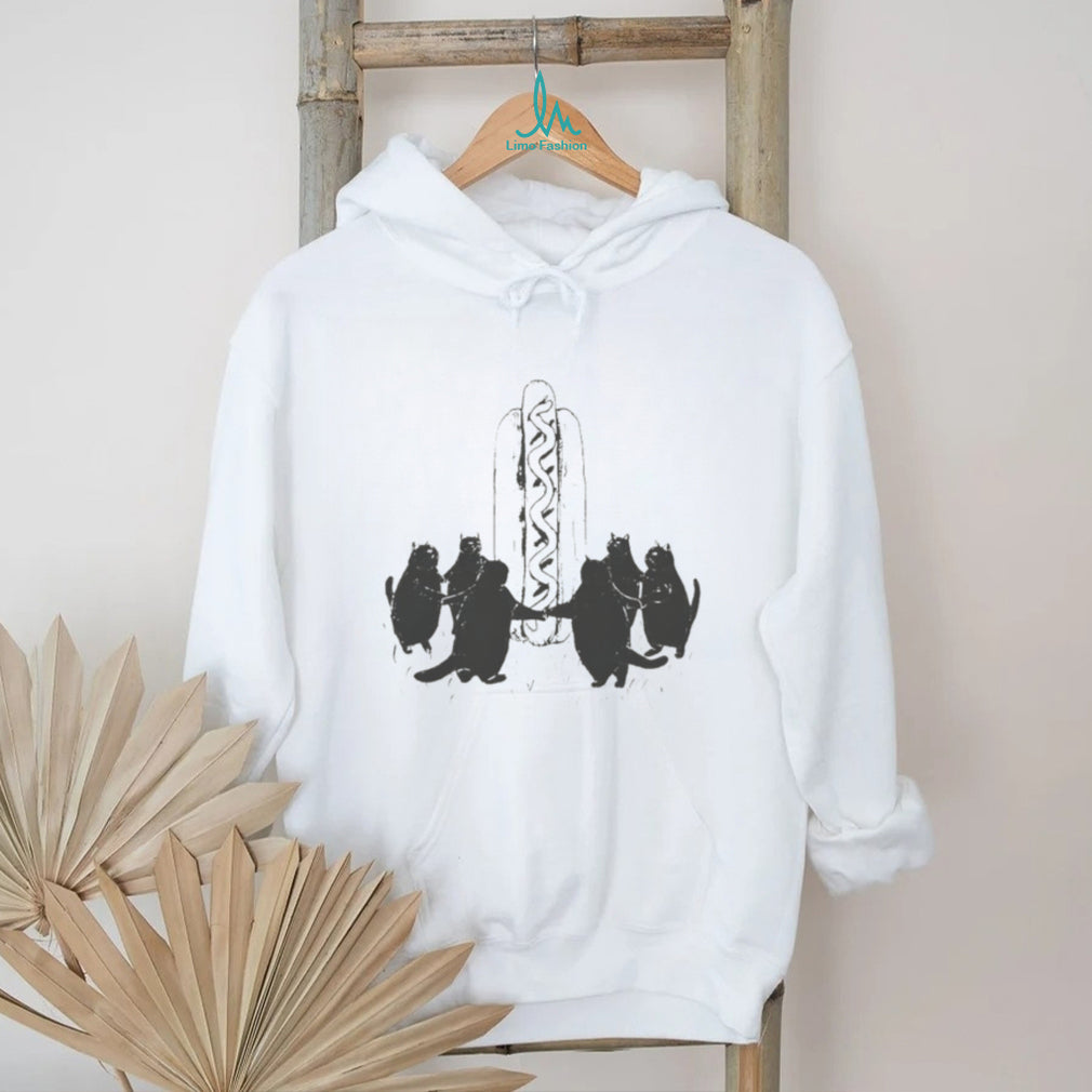 Cats around hotdog shirt