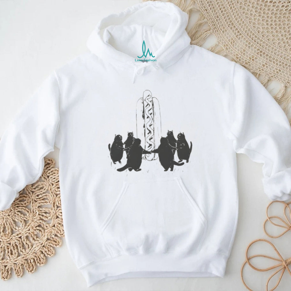 Cats around hotdog shirt
