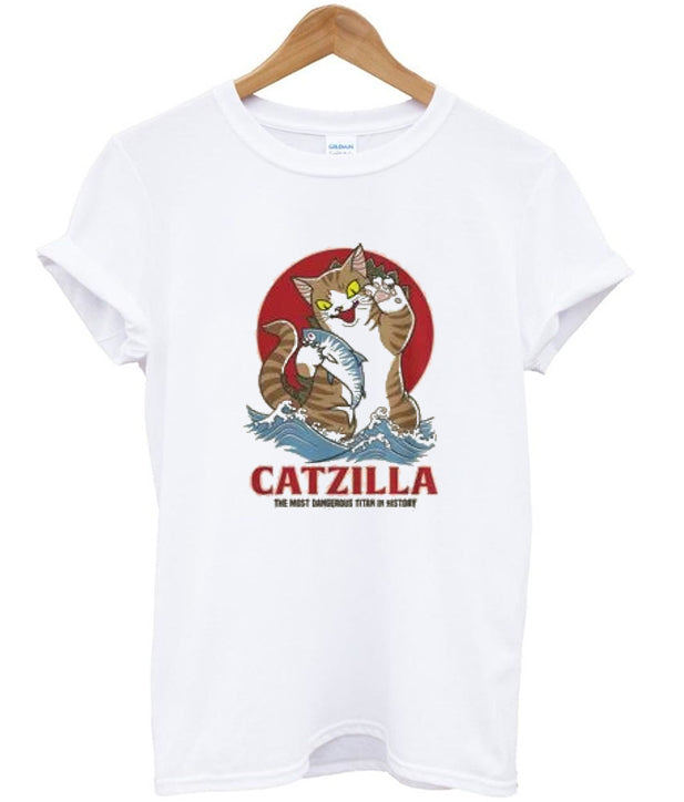 Catzilla White T Shirt Hoodie, Sweatshirt | PureTeeCo.com