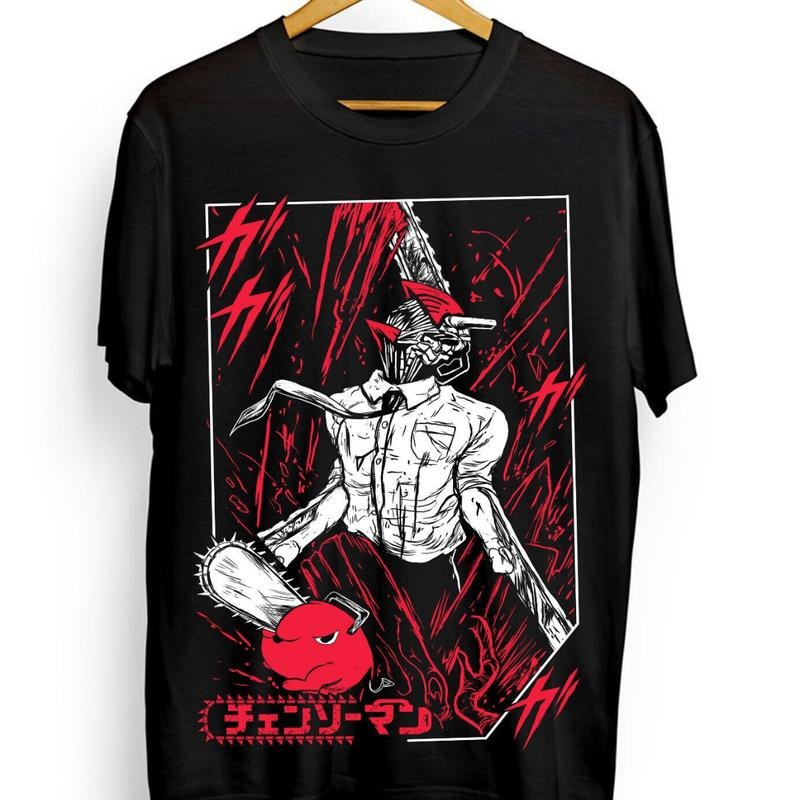 Chainsaw Man T-Shirt Chainsaw Man Anime CSM Denji Power Black Shirt All Size Hoodie, Sweatshirt | PureTeeCo.com