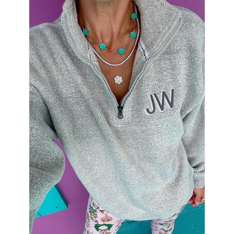 Charcoal Gray Embroidered Quarter Zip Pullover T-Shirts, Hoodie, Sweatshirt | PureTeeCo.com