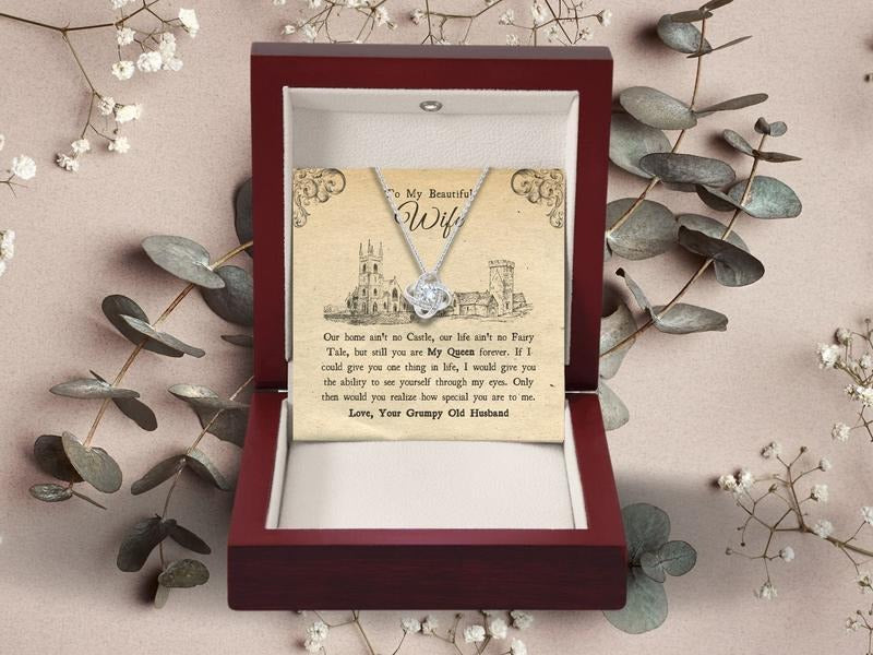 Charming To My Beautiful Wife Necklace with Personalized Message Card - Ideal Anniversary and Birthday Gift, Special Love...