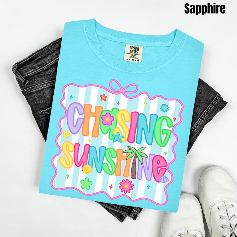 Chasing Sunshine Neon Stripe Comfort Colors T-Shirt 'NLB' Hoodie, Sweatshirt | PureTeeCo.com