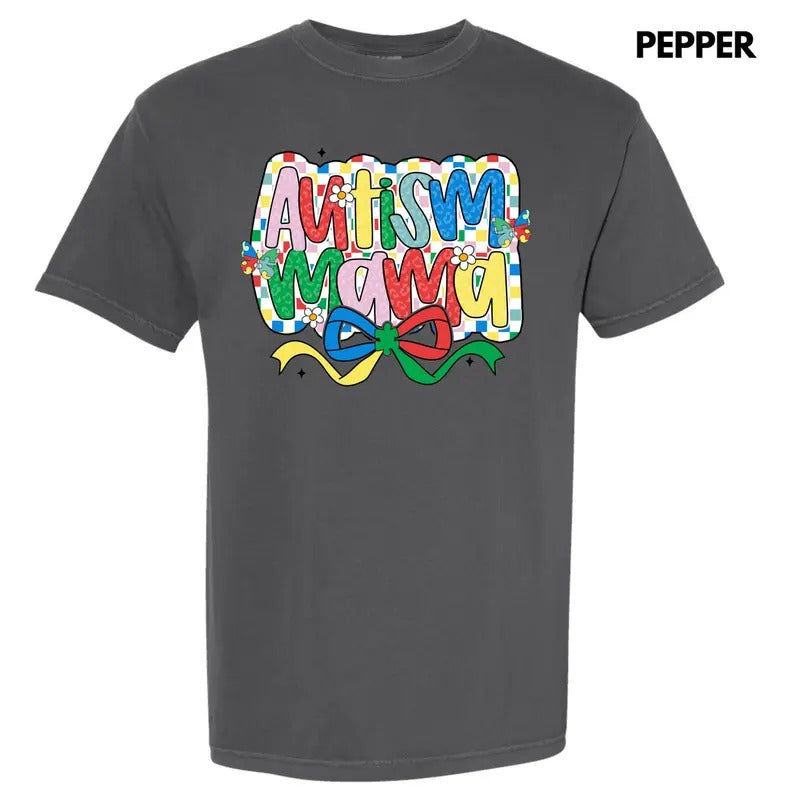 Checker Autism Mama Comfort Colors T-Shirt 'NLB' Hoodie, Sweatshirt | PureTeeCo.com