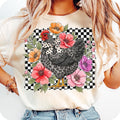 Checkered Flower Chicken T-Shirt, Chicken T-Shirt, Wildflower Shirt, Chicken Lover Shirt, Gift For Mom, Mother's Day Gift...