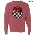 Checkered Ornament Sequin Patch Long Sleeve Comfort Colors T-Shirt Hoodie, Sweatshirt | PureTeeCo.com