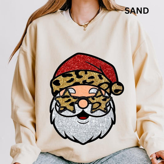 Cheetah Santa Sweatshirt,  Christmas Graphic Sweatshirt for Men and Women - Pullover, Comfortable