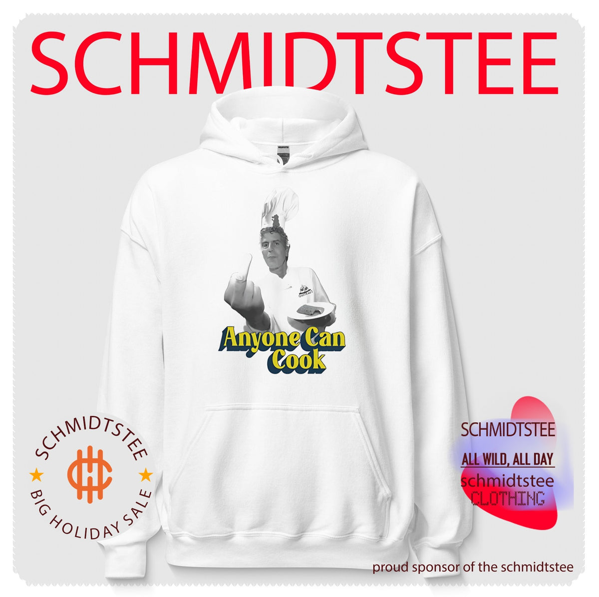 Chef Anothony Bourdain anyone can cook middle finger shirt