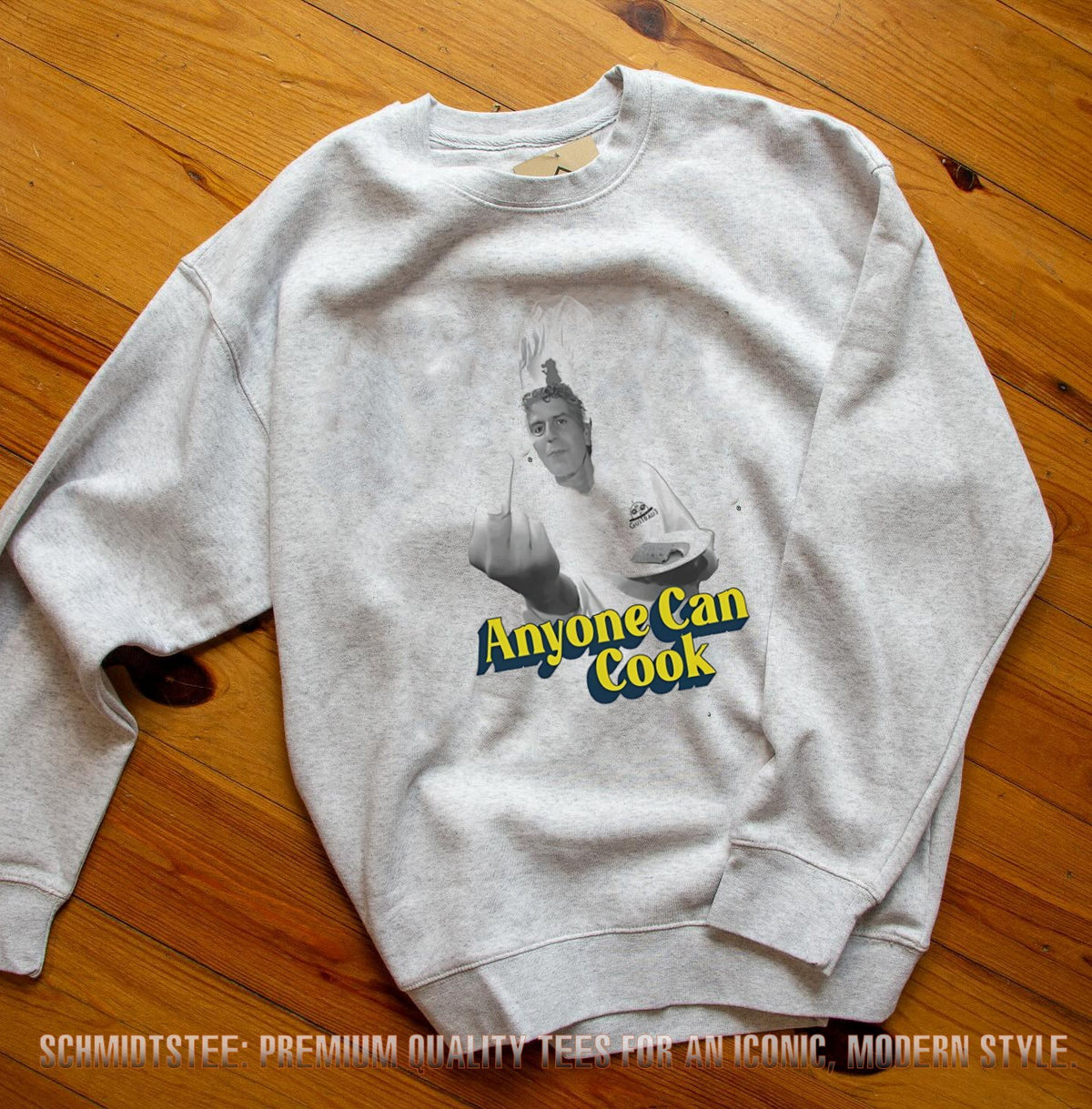 Chef Anothony Bourdain anyone can cook middle finger shirt