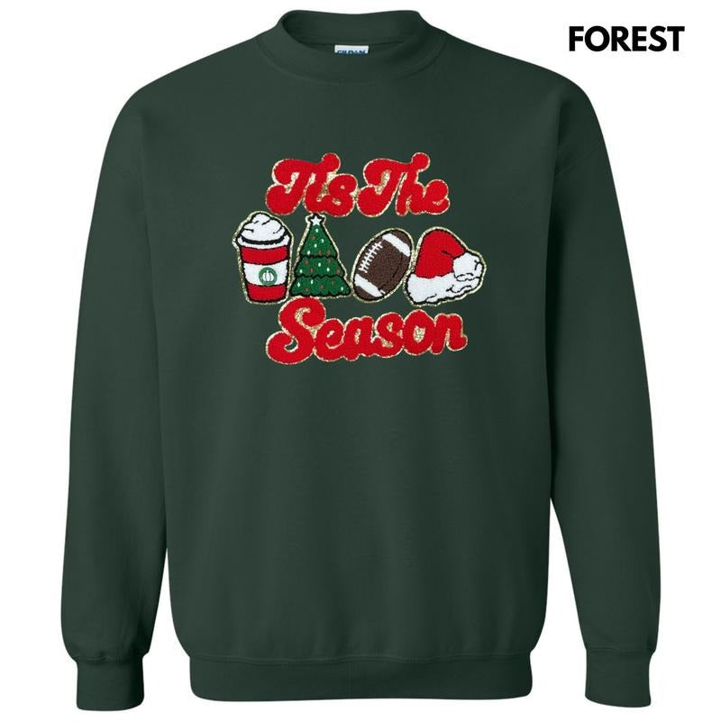 Chenille Tis The Season Patch Sweatshirt T-Shirts, Hoodie | PureTeeCo.com