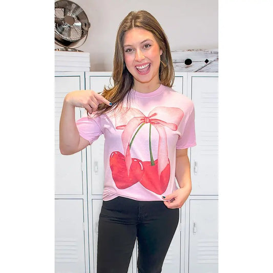 Cherry Bow Graphic T-Shirt