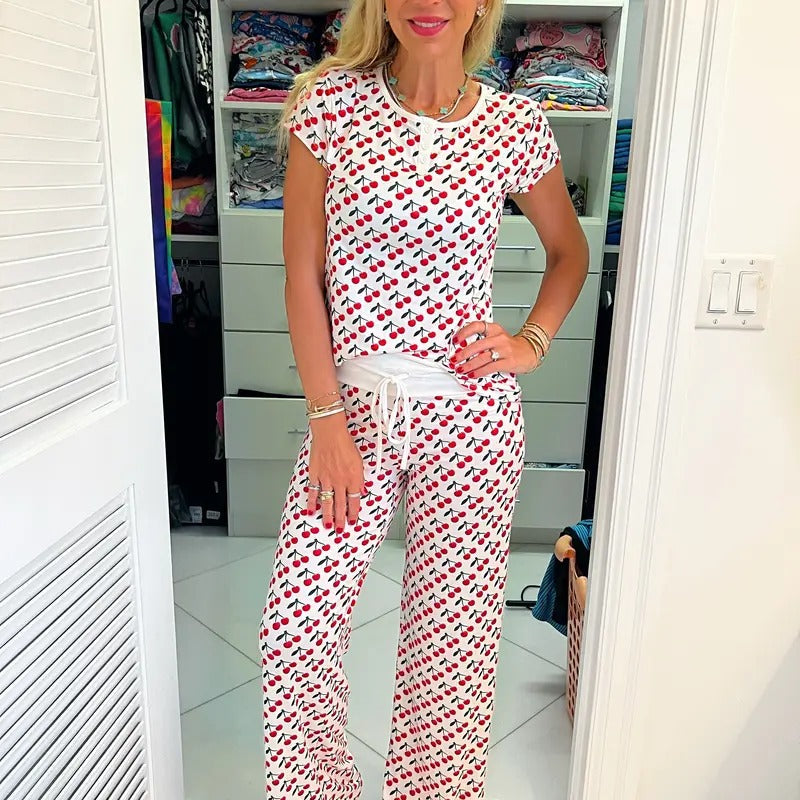 Cherry Twist Pajama Set T-Shirts, Hoodie, Sweatshirt | PureTeeCo.com