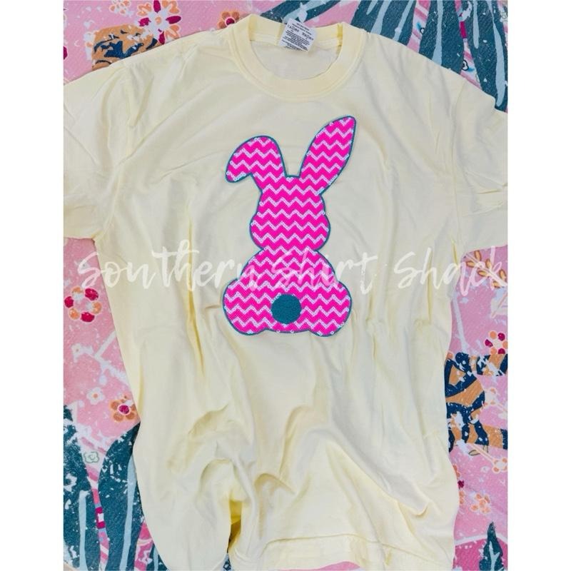Chevron Sequin Bunny T shirt  | Easter T Shirt |  Banana comfort colors T shirt top Hoodie, Sweatshirt | PureTeeCo.com