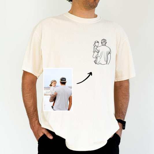 ChicCotton Personalized Dad & Child Photo Comfort Colors Graphic Tee, Custom Daddy With Baby T-shirt For Men, Father's Day Gift, Gift For Husband