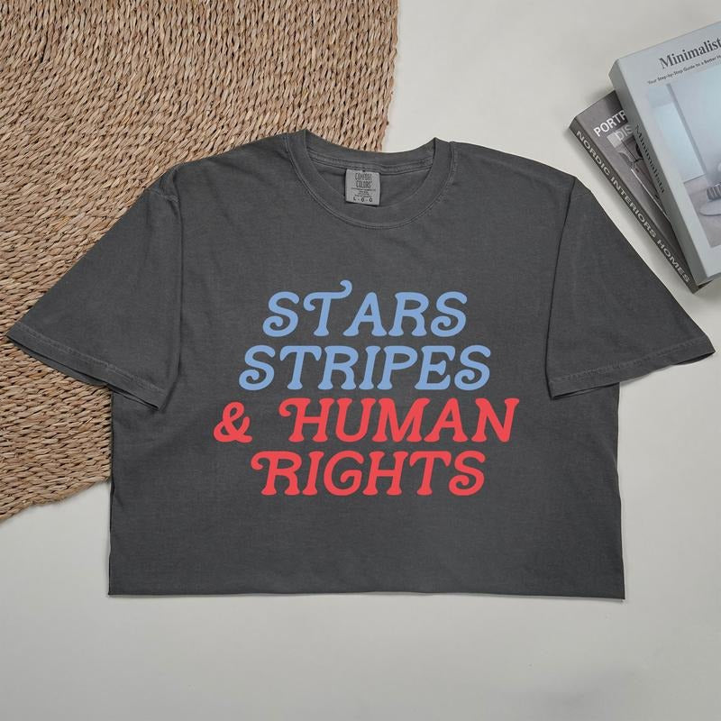 ChicCotton Stars Stripes and Human Rights Comfort Colors Shirt, Equality T-shirt, Social Justice Graphic Tee, Liberal...