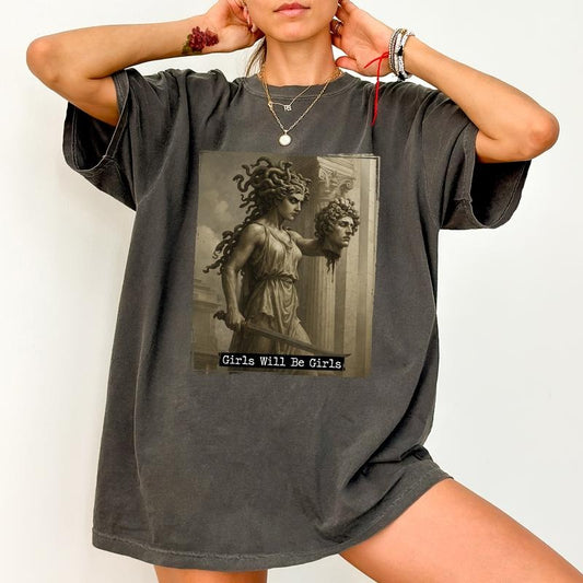 ChicCotton Vintage Girls Will Be Girls Comfort Colors Shirt, Retro Feminism T-shirt, Women's Rights Graphic Tee, Vintage Feminine Energy Shirt