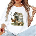 Chicken Coop Watercolor Unisex T-shirt Easter, Farm Sweatshirt Cute Hoodie party women 1 Cotton Top | PureTeeCo.com