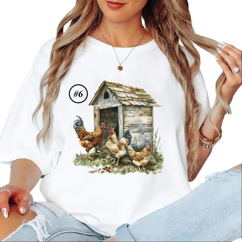 Chicken Coop Watercolor Unisex T-shirt Easter, Farm Sweatshirt Cute Hoodie party women 1 Cotton Top | PureTeeCo.com