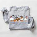 Chicken Halloween Sweatshirt, Halloween Ghost Chicken Sweatshirt, Spooky Chicken Halloween Cotton Sweaters T-Shirts, Hoodie