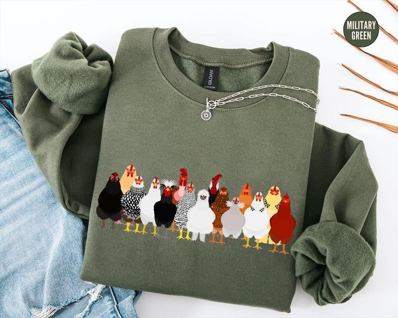 Chicken Sweatshirt, Mothers Day Chicken Sweatshirt, Women Chicken Sweatshirt, Love Chickens, Animal Sweatshirt, Funny...