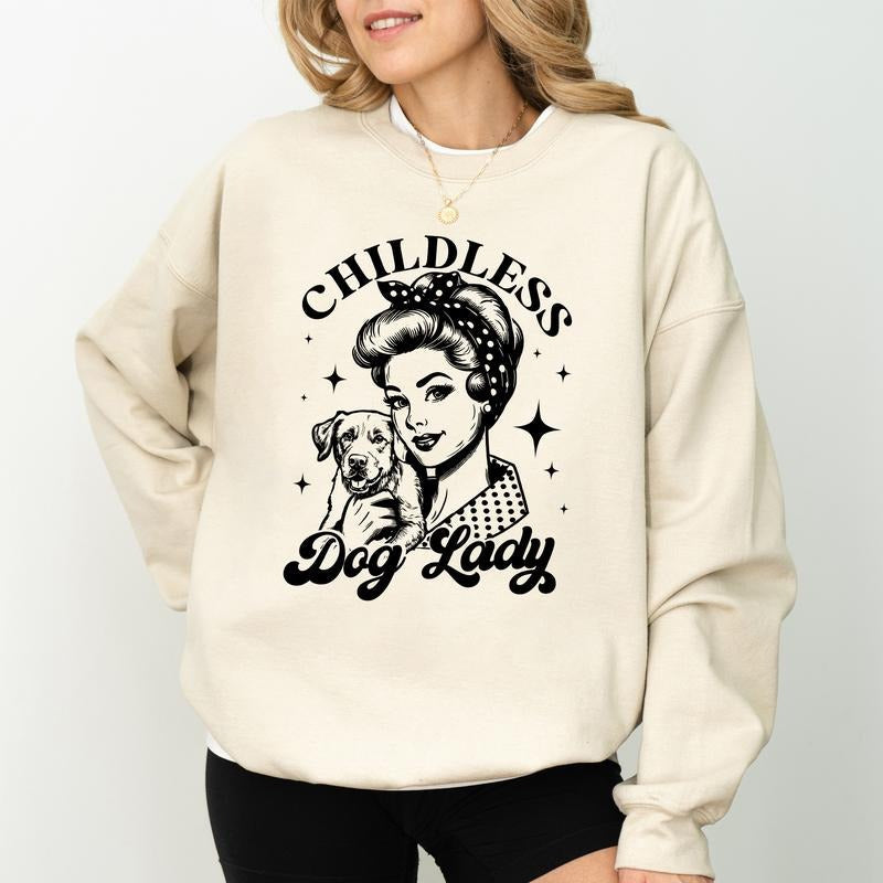Childless Dog Lady Sweatshirt, Dog Ladies Social Club 2024 Sweater, Meme Apparel, Dog Lover Crewneck, Dog Mom Long Sleeve...