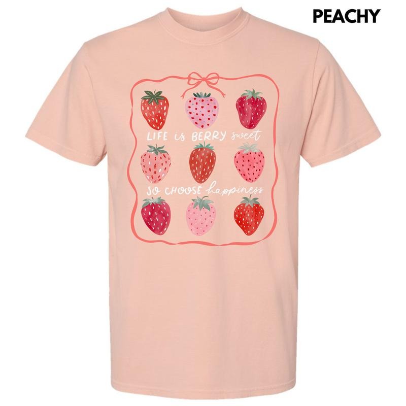 Choose Happiness Strawberry Collage Comfort Colors T-Shirt 'NLB' Hoodie, Sweatshirt | PureTeeCo.com