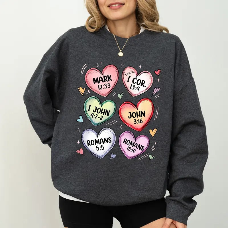 Christian Love Quotes Sweatshirt, Religious Sweater, Bible Verses Crewneck, Valentines Day Gift Sweater, Faith Church...