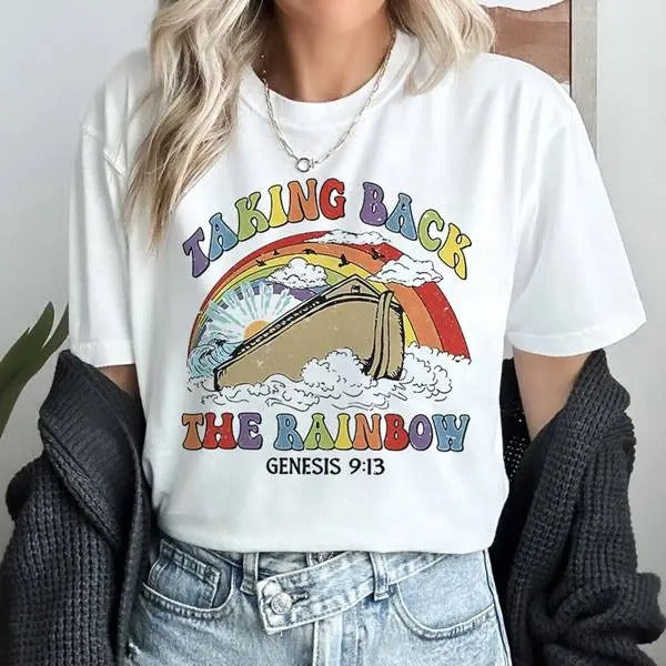 Christian Rainbow Jesus Rainbow Genesis 9 13 Jesus Rainbow Shirt Bible Verse shirt Religious Shirt, Jesus Shirt Christian...