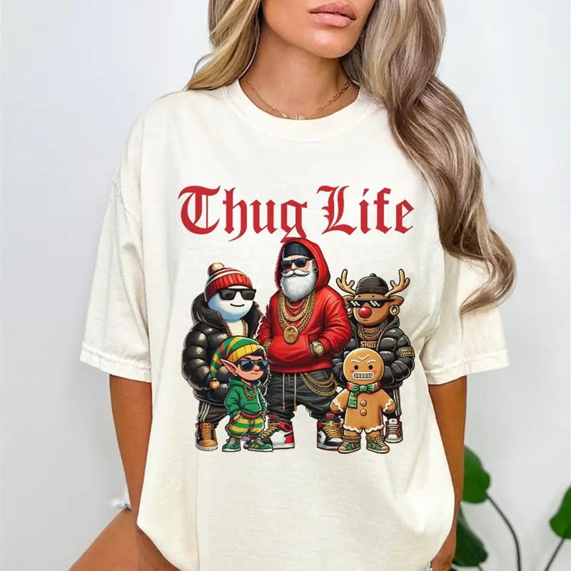 Christmas Characters Tee - Thug Life Design for a Cute Family Holiday Shirt Hoodie, Sweatshirt | PureTeeCo.com